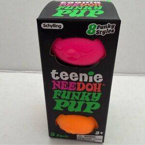 Schylling NeeDoh Teenie Funky Pups - Sensory Squeeze Toy-Pink Teal Orange
